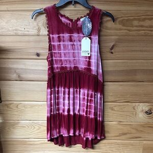 NWT JODIFL Burgundy Tie-Dye Sleeveless Top Size Small